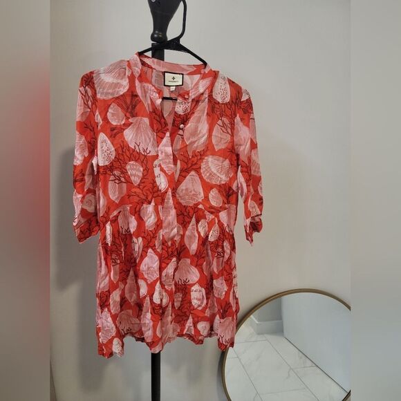 Tuckernuck Tnuck Beach Red Shell Beachy Royal Coverup Size Xs - Picture 1 of 6